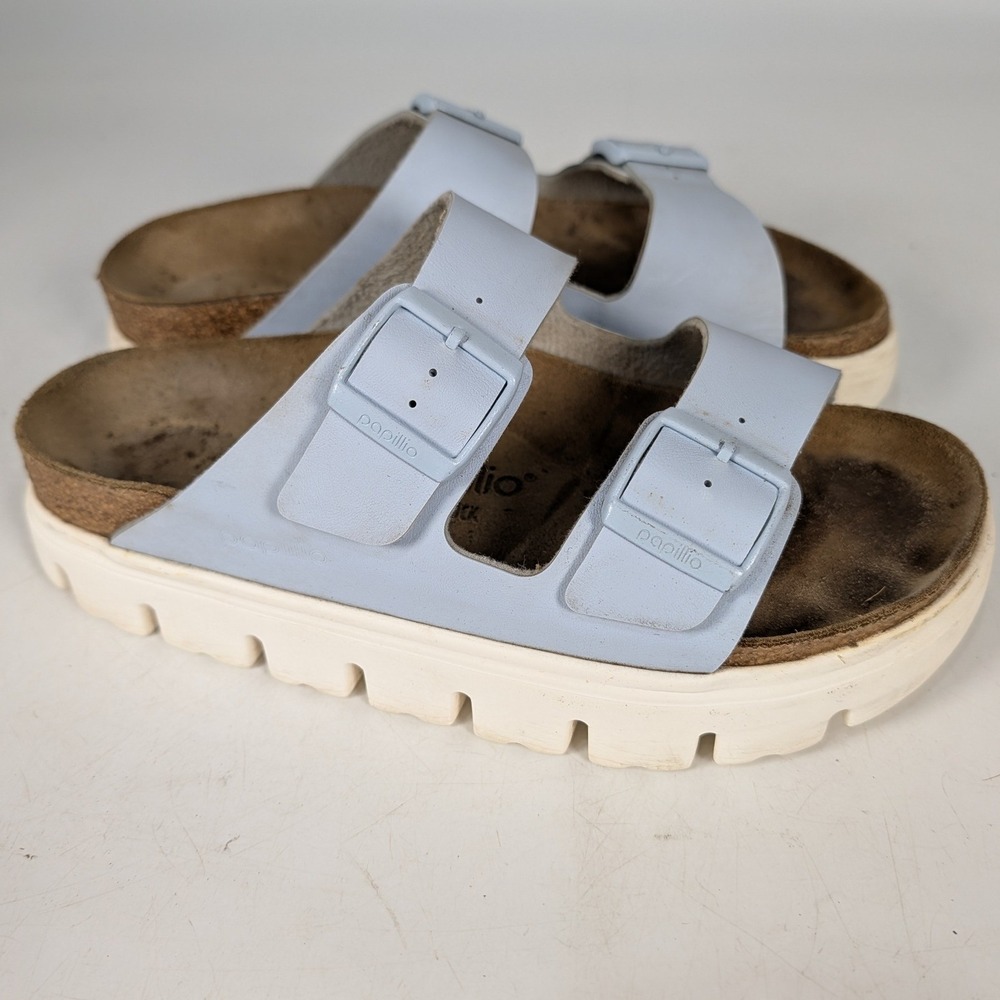 Papillio by Birkenstock Arizona Platform Sandals Light Blue Chunky 40 L9 M7